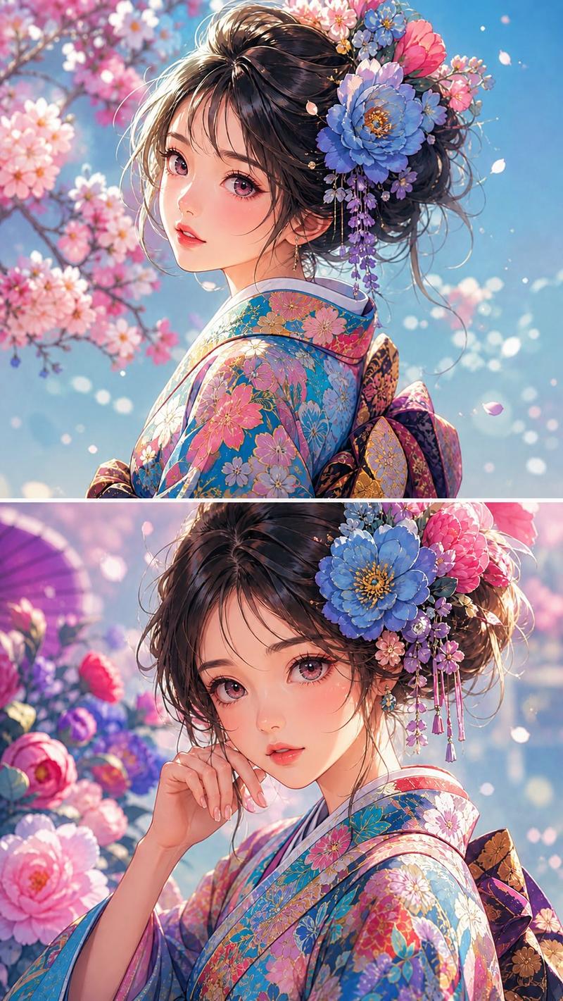 花簪和服动漫肖像