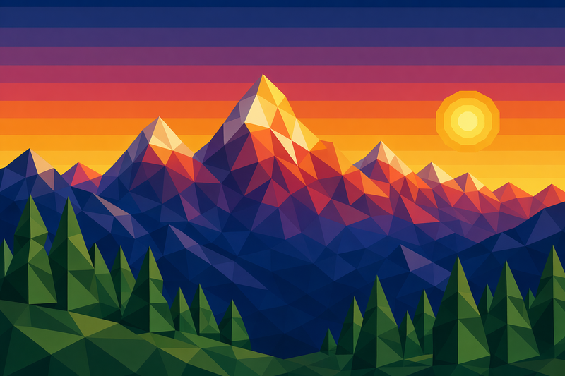 Low-Poly Geometric: Alpine Sunset