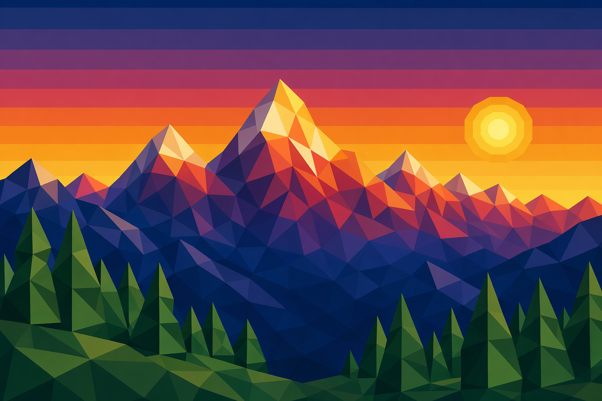 Low-Poly Geometric: Alpine Sunset