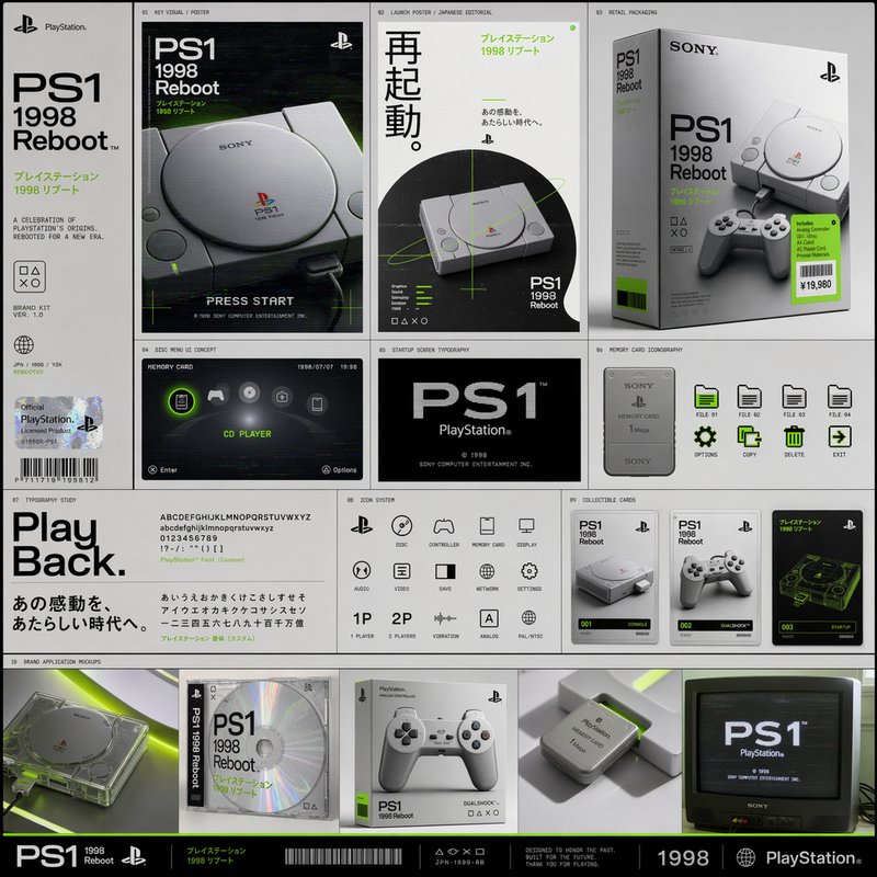 PS1 nostalgia reboot brand kit
