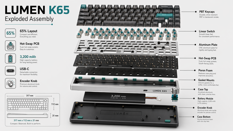 Mechanical Keyboard Exploded Assembly