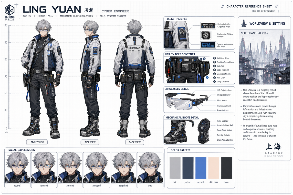 Official character reference sheet