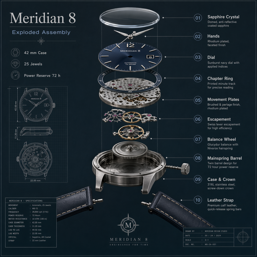Mechanical Watch Exploded View