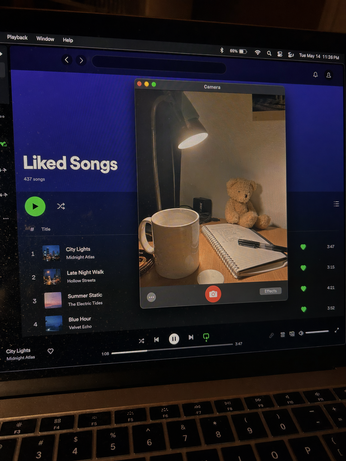 Music app + webcam preview