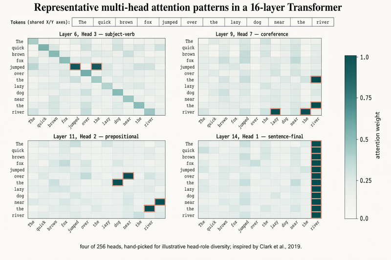 Multi-head attention heatmaps