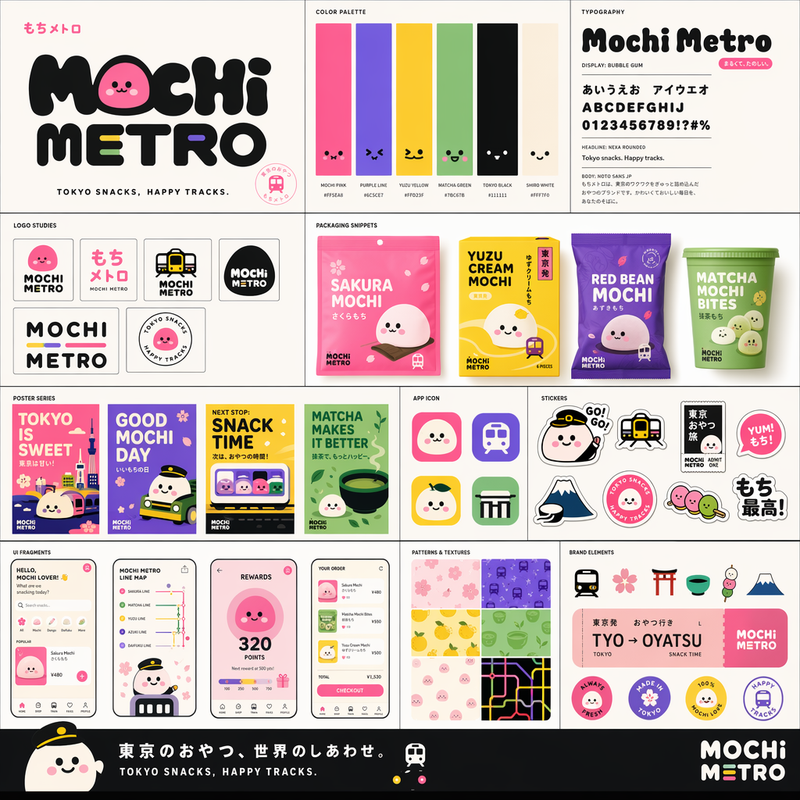 Playful brand kit: Mochi Metro