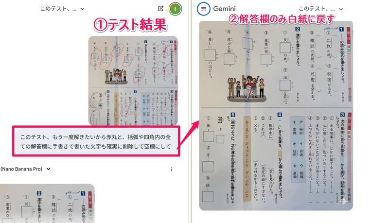 用于清除测试图像中手写答案以便重复使用的提示