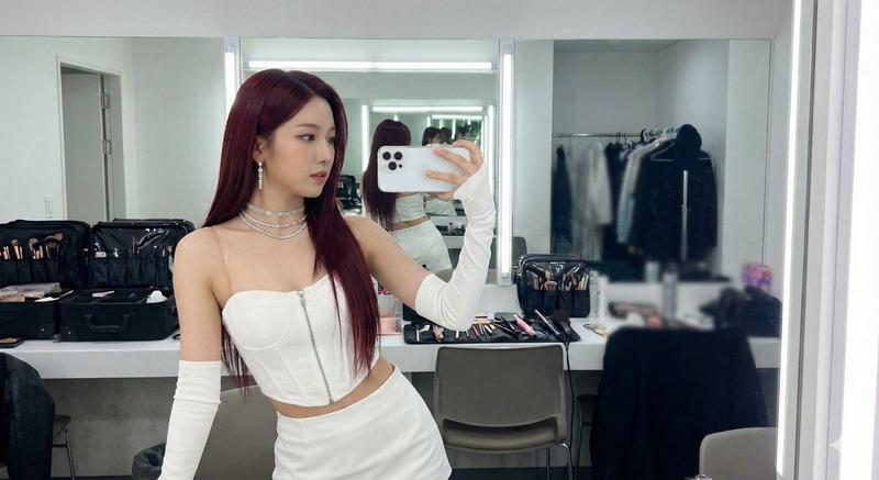 K-Pop 偶像在化妆间自拍