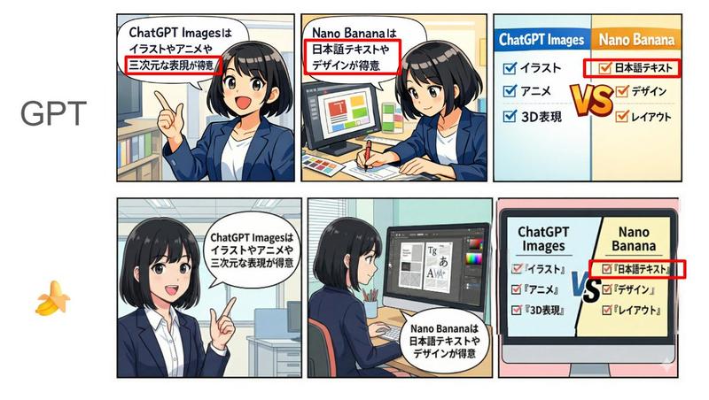 日文文本与排版比较提示(三格漫画)