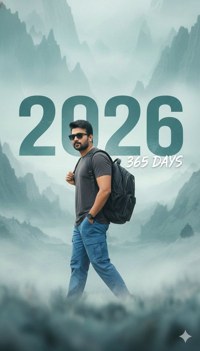 2026 新年电影感照片，带文字叠加