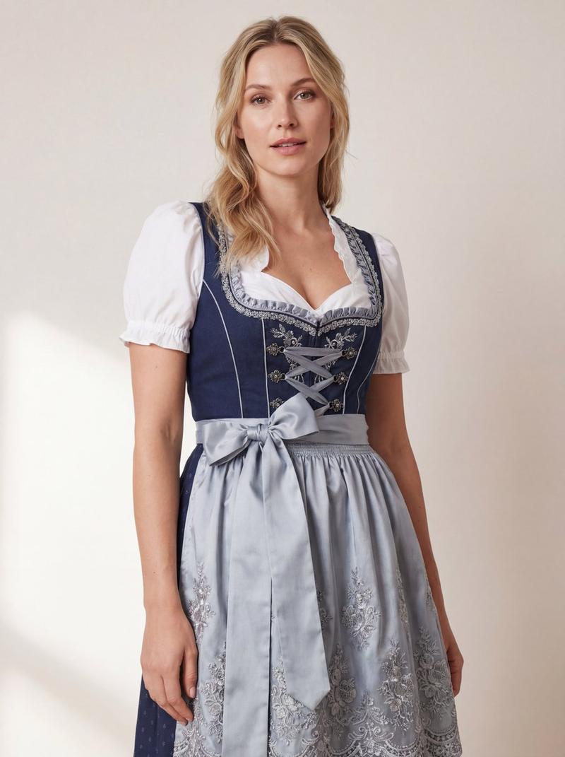 身着巴伐利亚传统服饰(Dirndl)的女性超写实影棚照片