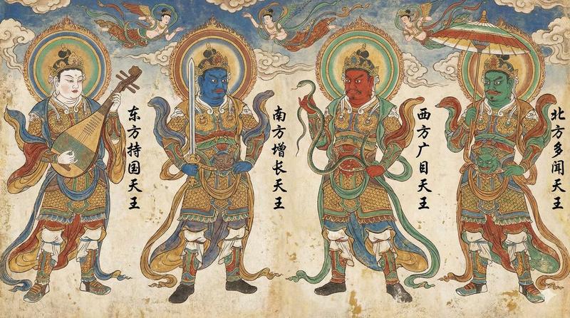 敦煌壁画风格四大天王
