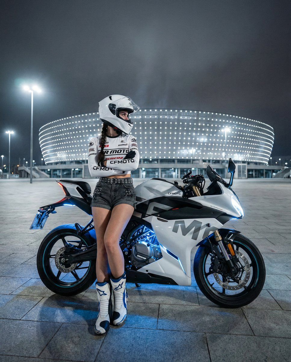 夜间运动摩托车手肖像