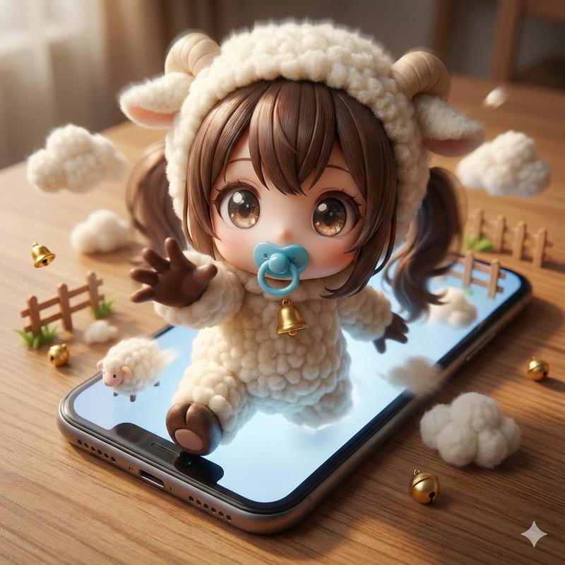 人物从智能手机屏幕中浮现（强制透视）