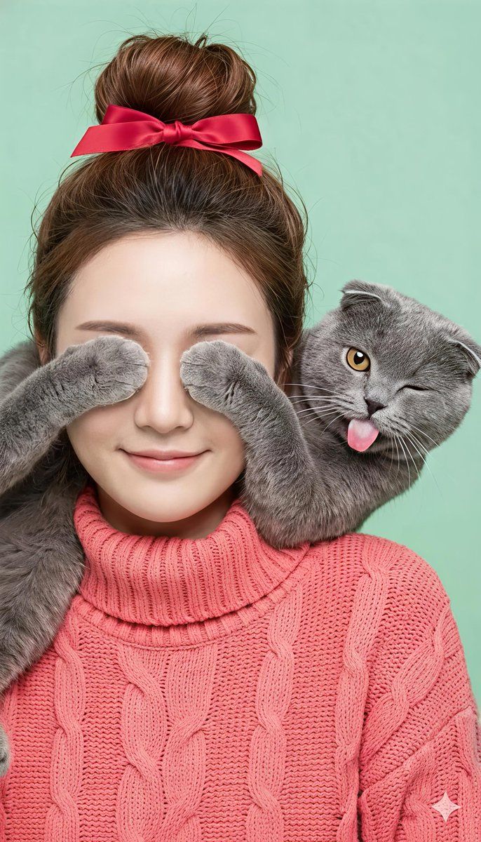 眨眼猫咪的滑稽肖像画