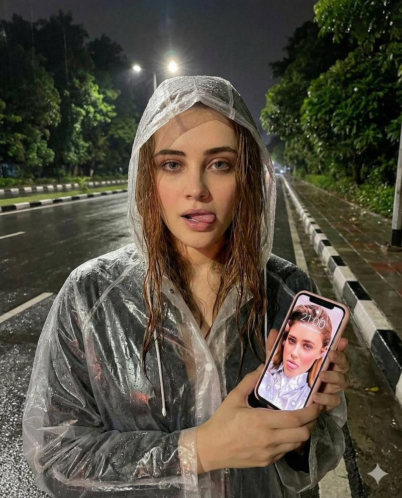 雨夜 iPhone 反光自拍