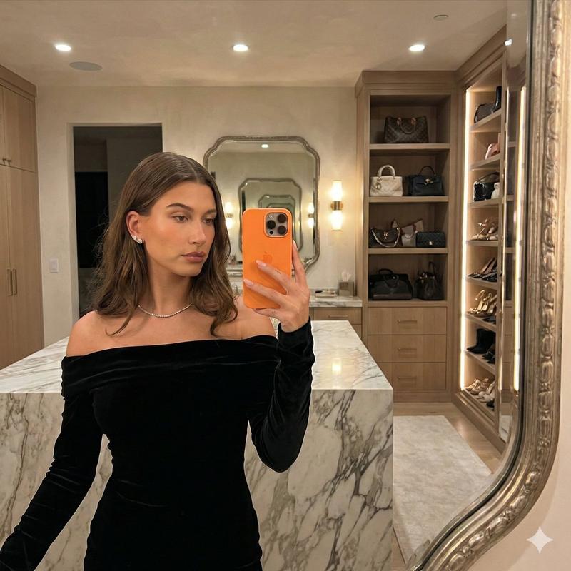 高级时装试衣间镜面自拍提示（Bella Hadid 风格）