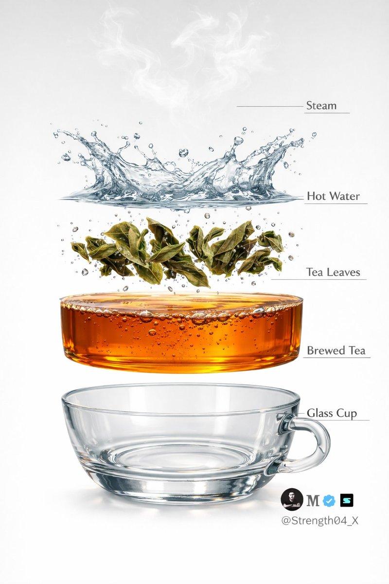 超逼真茶叶摄影提示词(静物和分解视图)