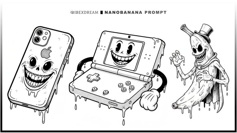 超现实橡皮管墨水风格插画