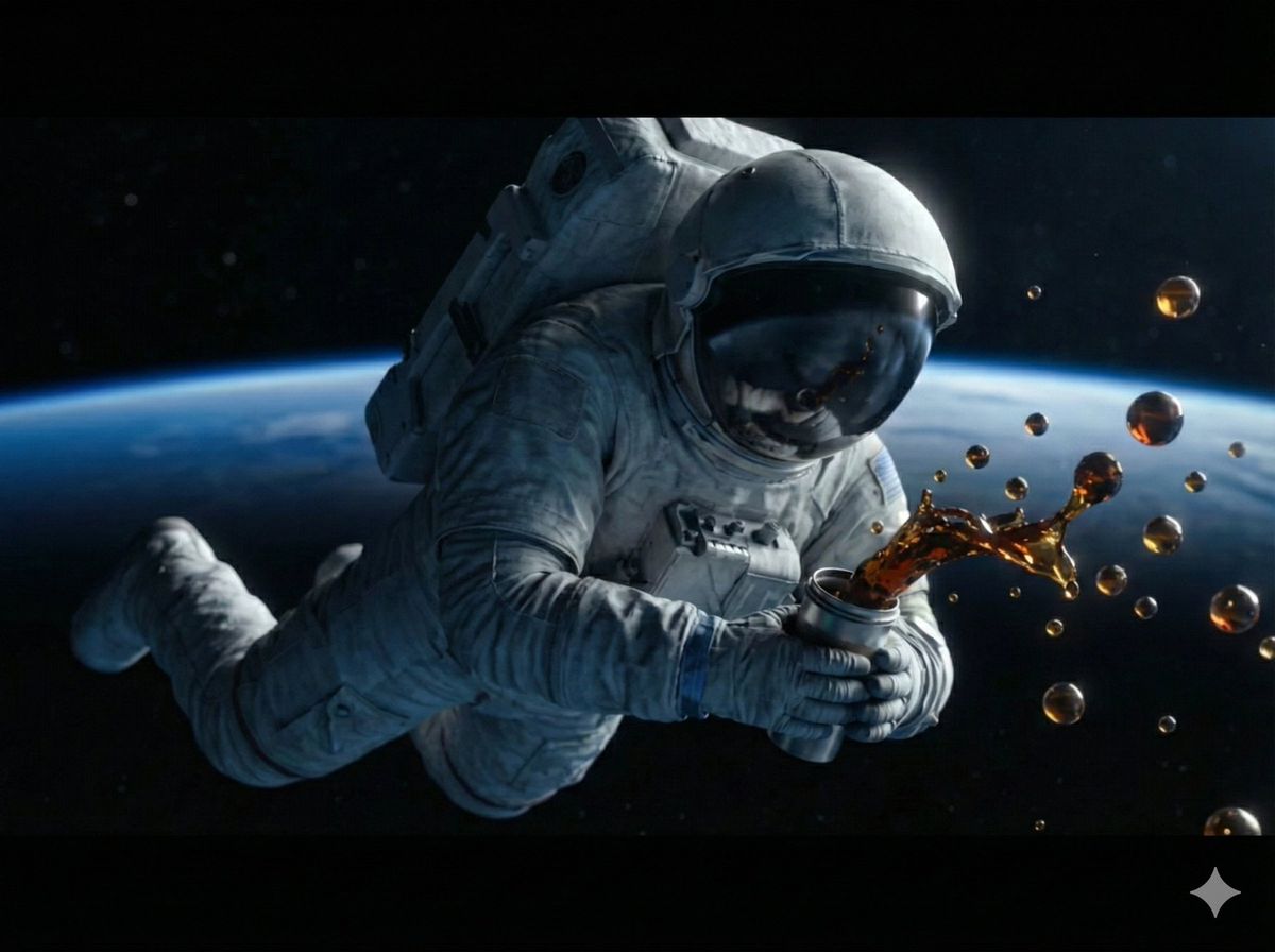 Astronaut spilling coffee scene: GPT Image 2 prompt