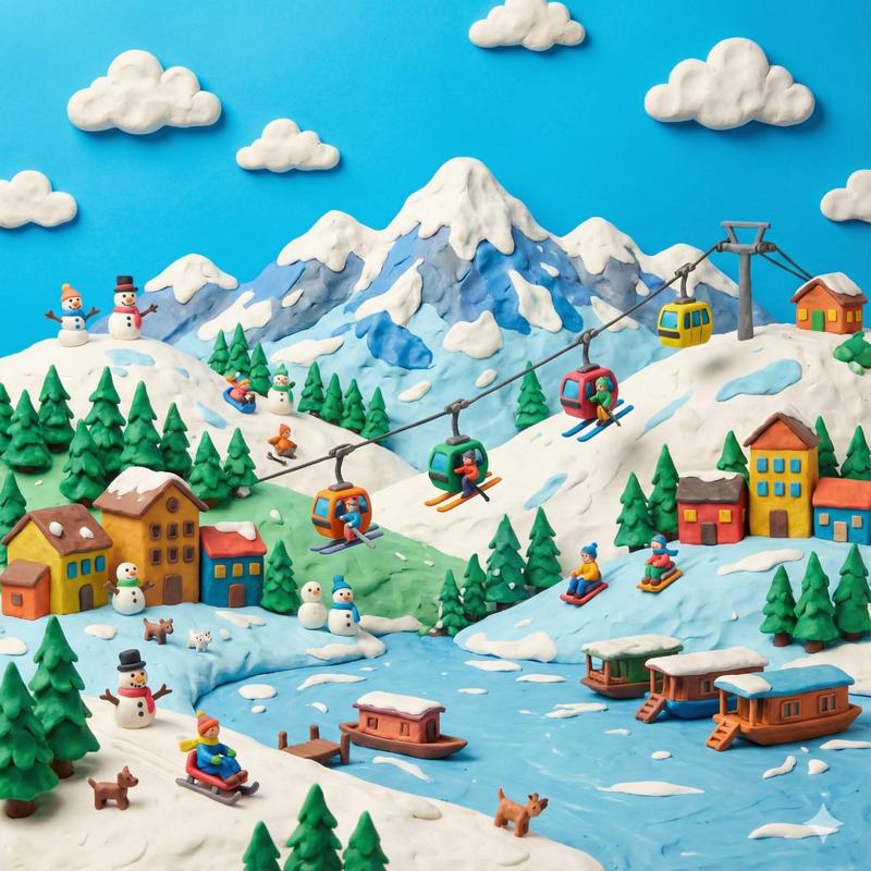 Clay miniature snowfall scene: GPT Image 2 prompt