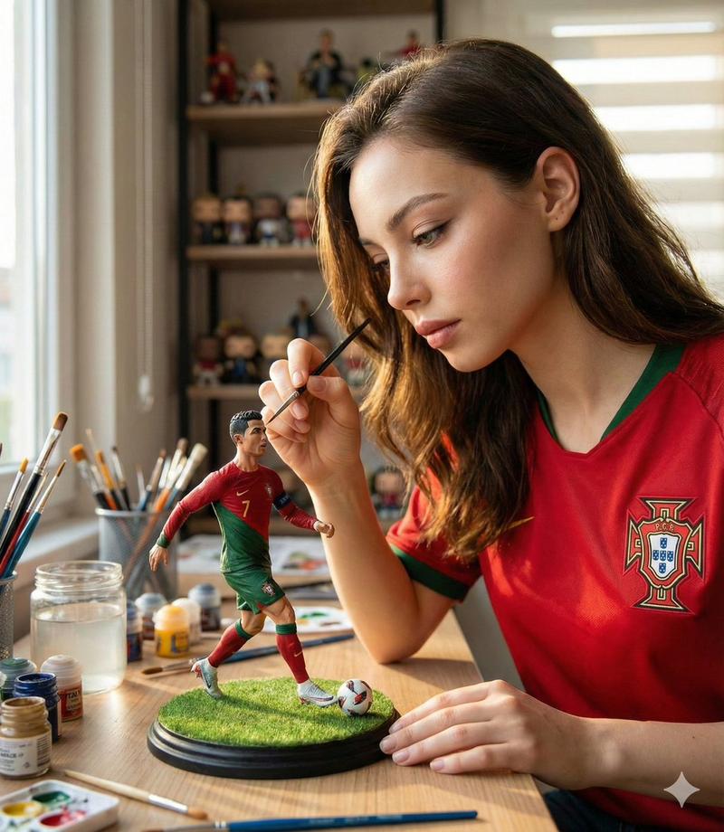 Painting Ronaldo figurine workshop scene: GPT Image 2 prompt
