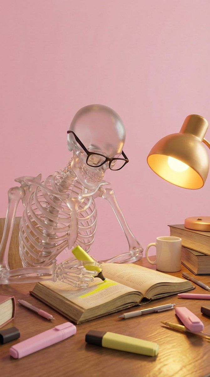 Translucent glass skeleton studying: GPT Image 2 prompt