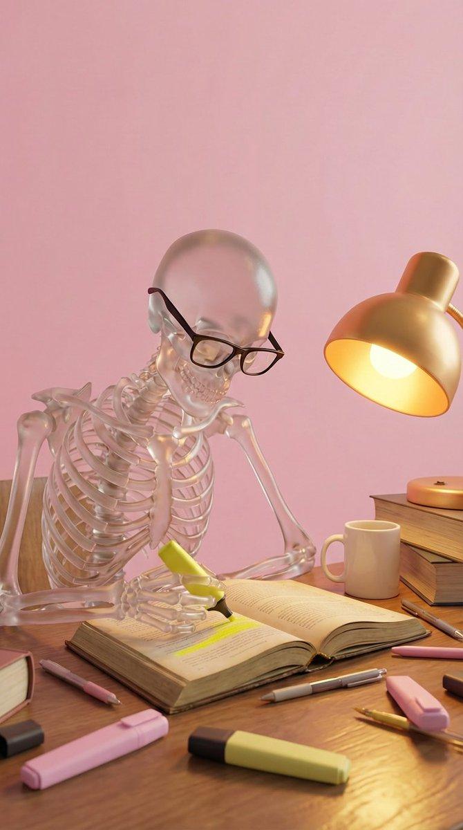 Translucent glass skeleton studying: GPT Image 2 prompt