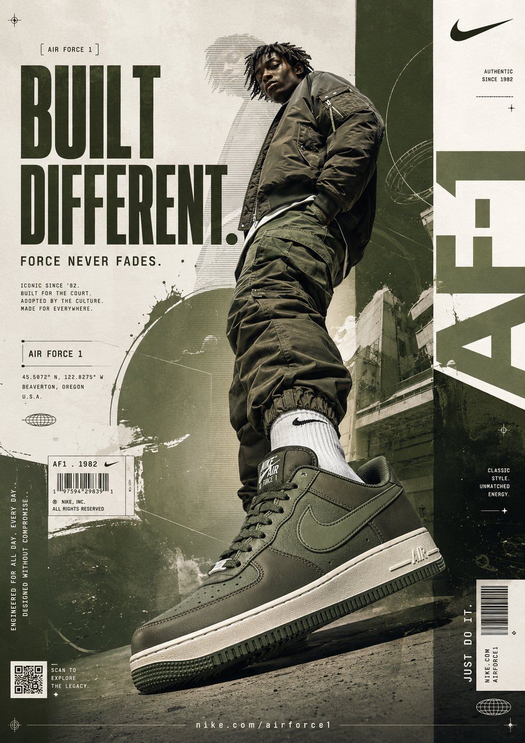 Nike Air Force 1 streetwear campaign poster: GPT Image 2 prompt