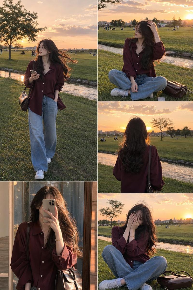 Korean fashion collage at golden hour: GPT Image 2 prompt
