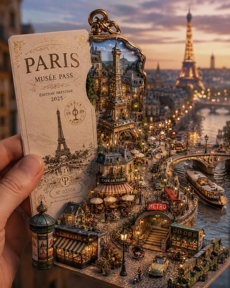 3D miniature city diorama on collectible travel card: GPT Image 2 prompt