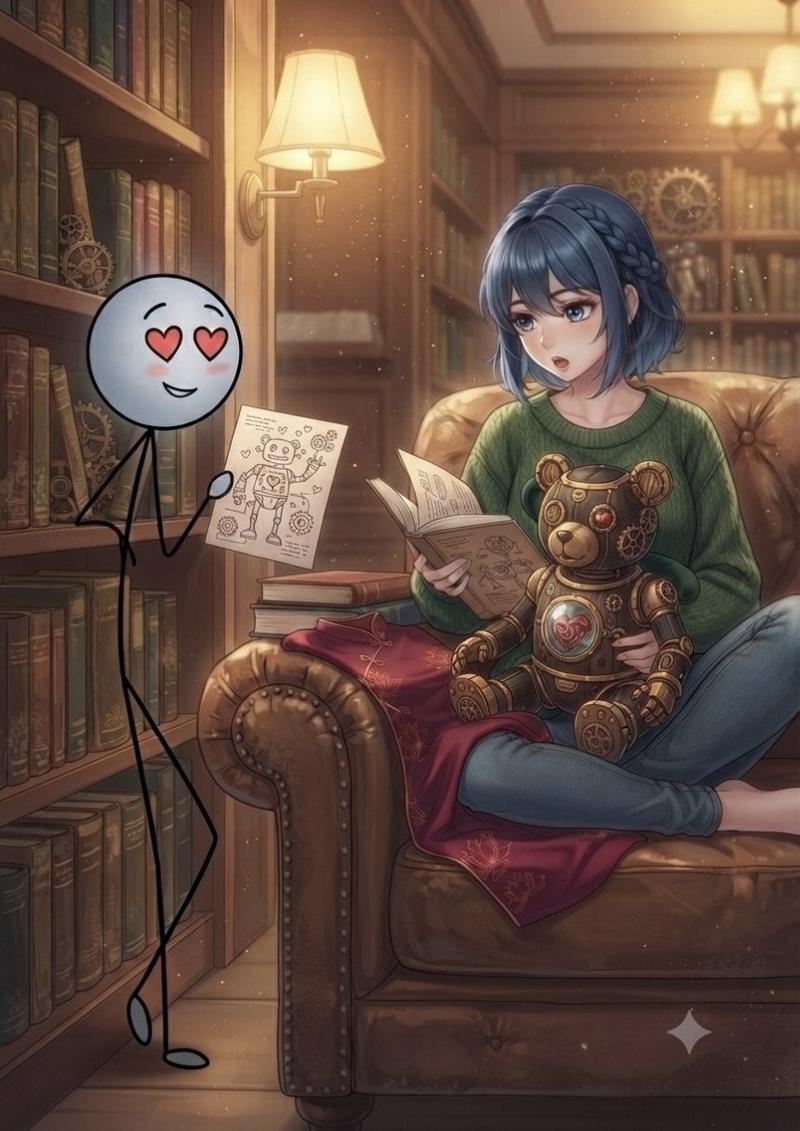 Steampunk anime vignette composite: GPT Image 2 prompt