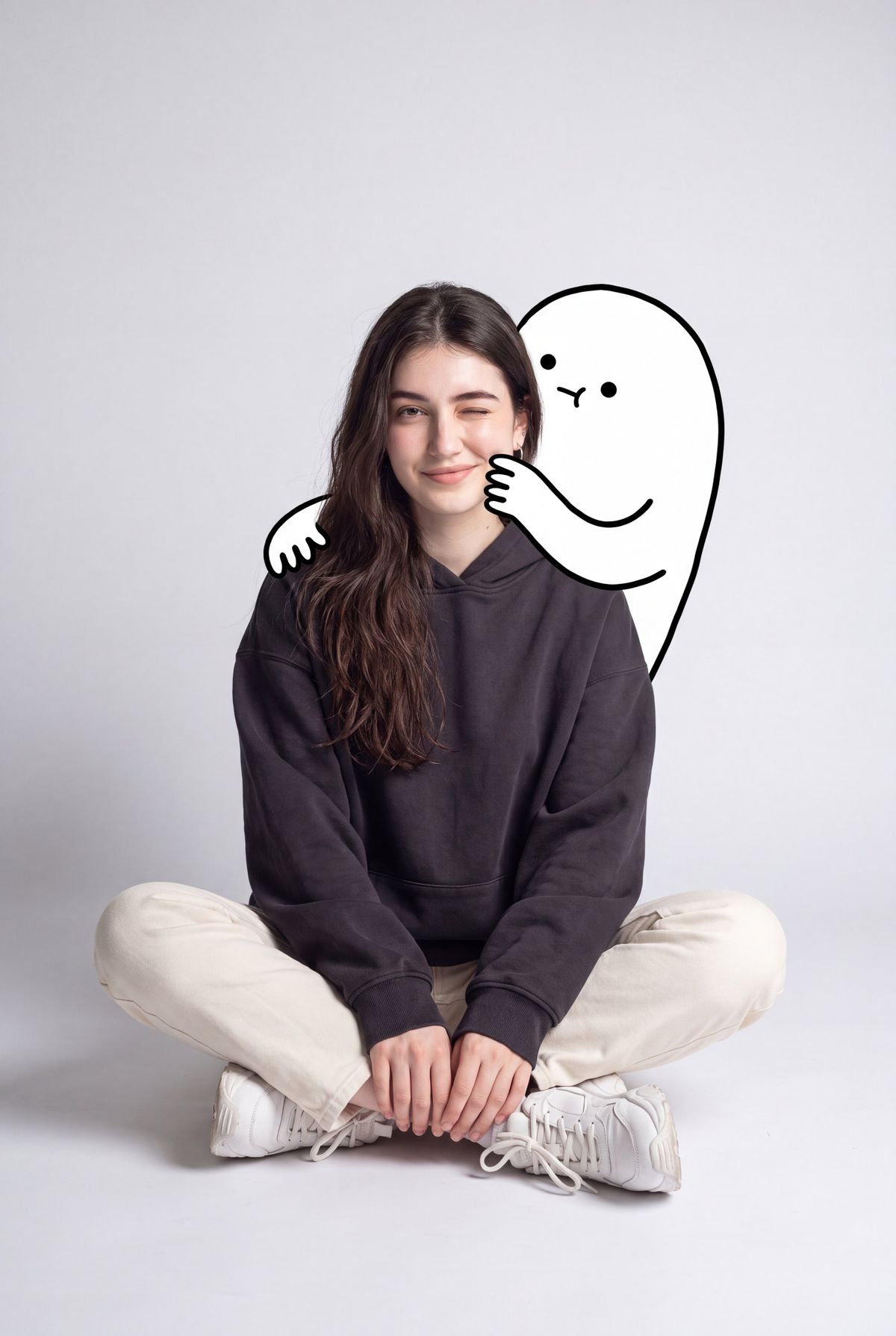 Doodle hug studio portrait: GPT Image 2 prompt