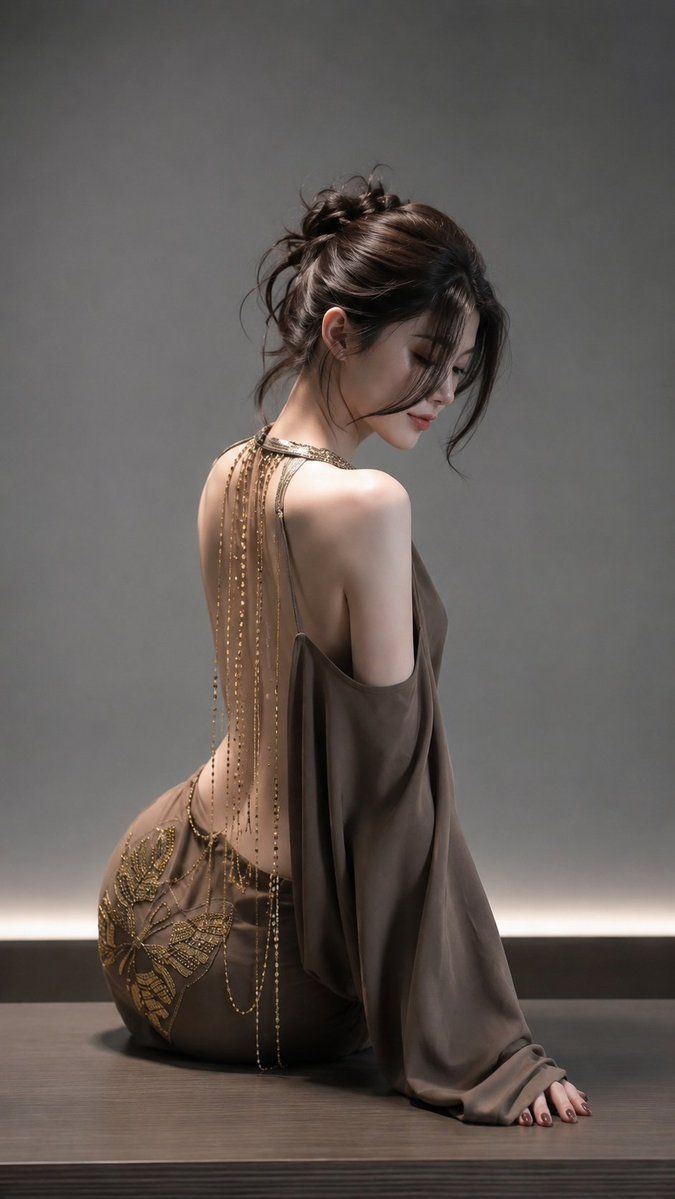 Taupe open-back fashion portrait: GPT Image 2 prompt