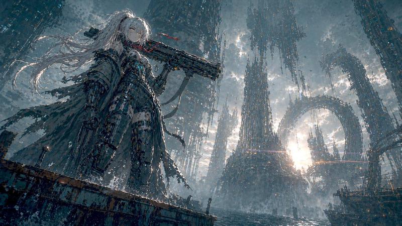 Mecha girl in sea wind: GPT Image 2 prompt