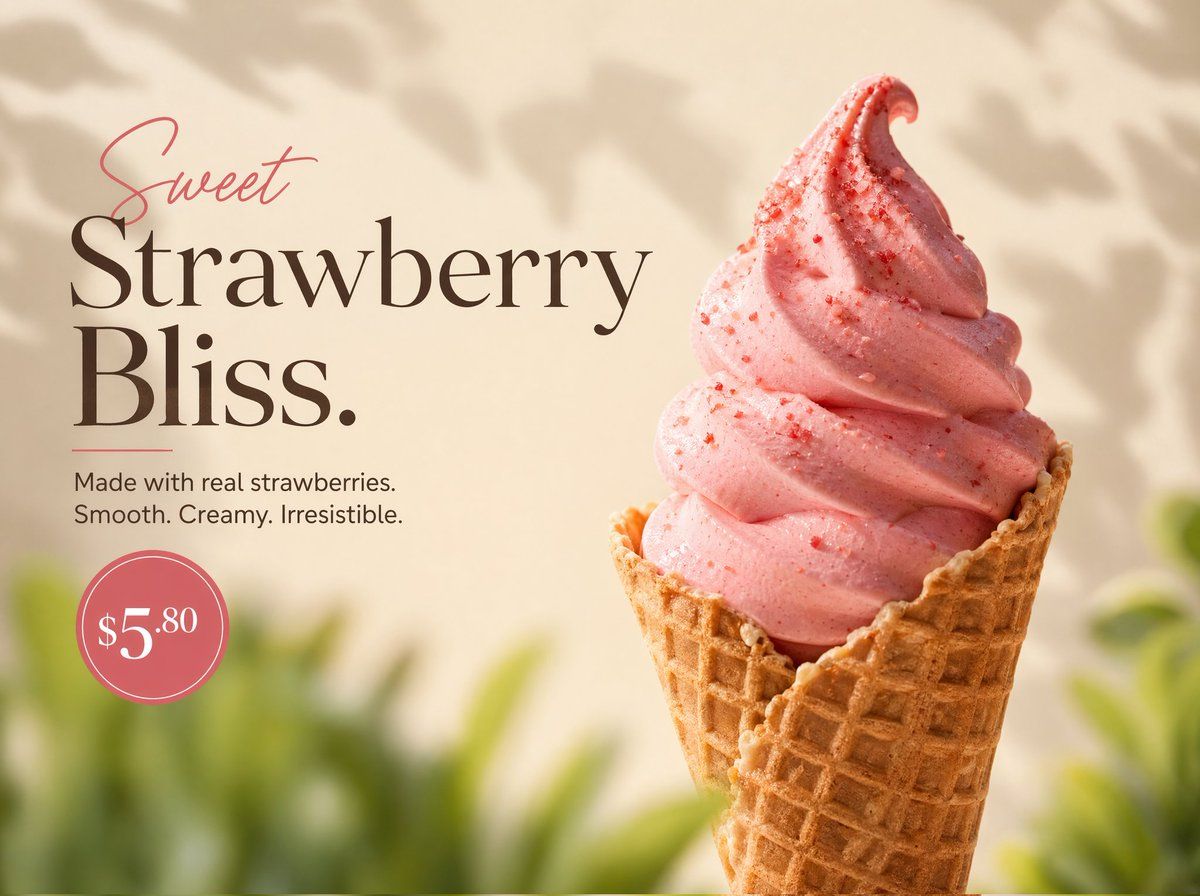 Strawberry soft-serve product: GPT Image 2 prompt