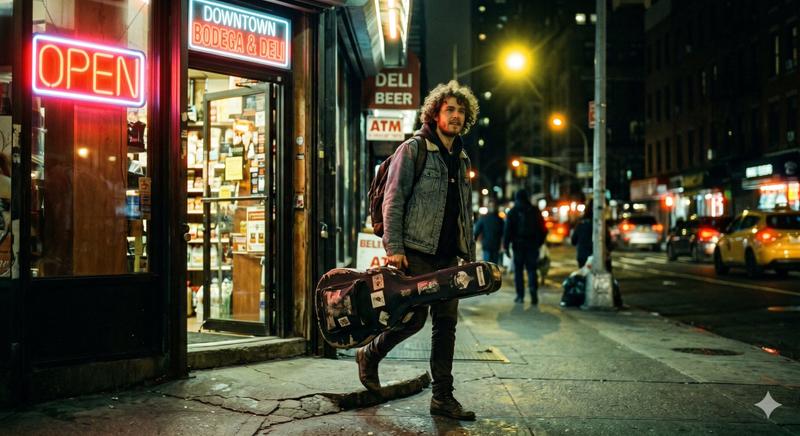 Musician at a downtown bodega: GPT Image 2 prompt