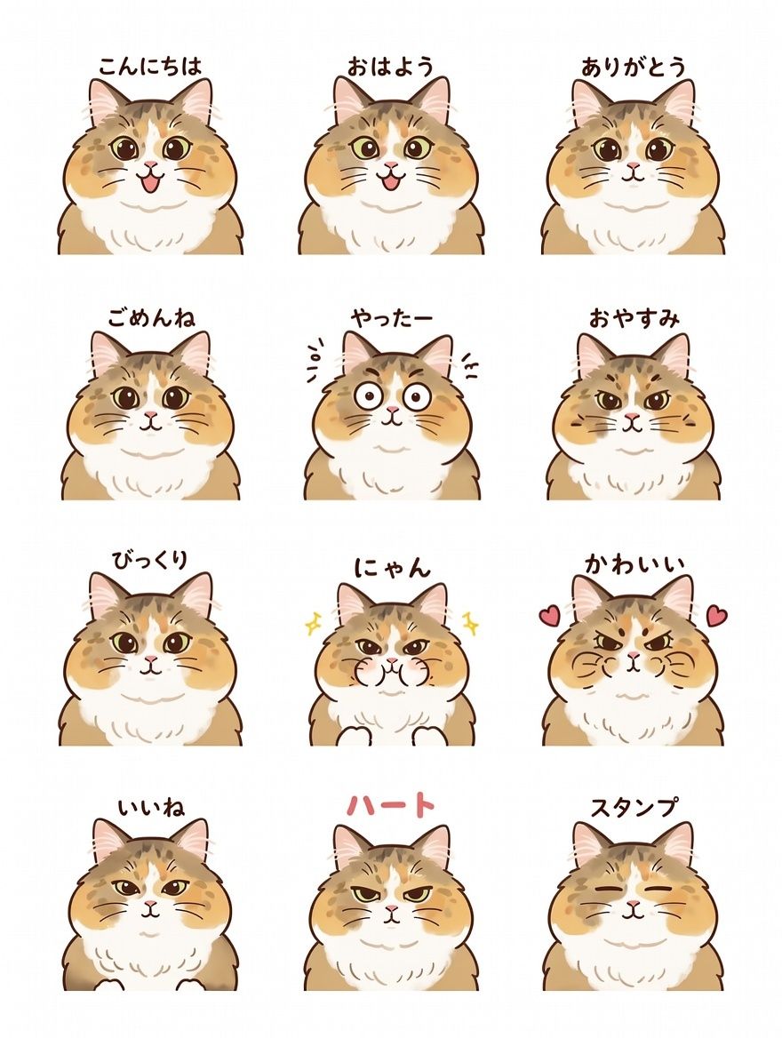 十二款带文字的猫咪角色表情包合集