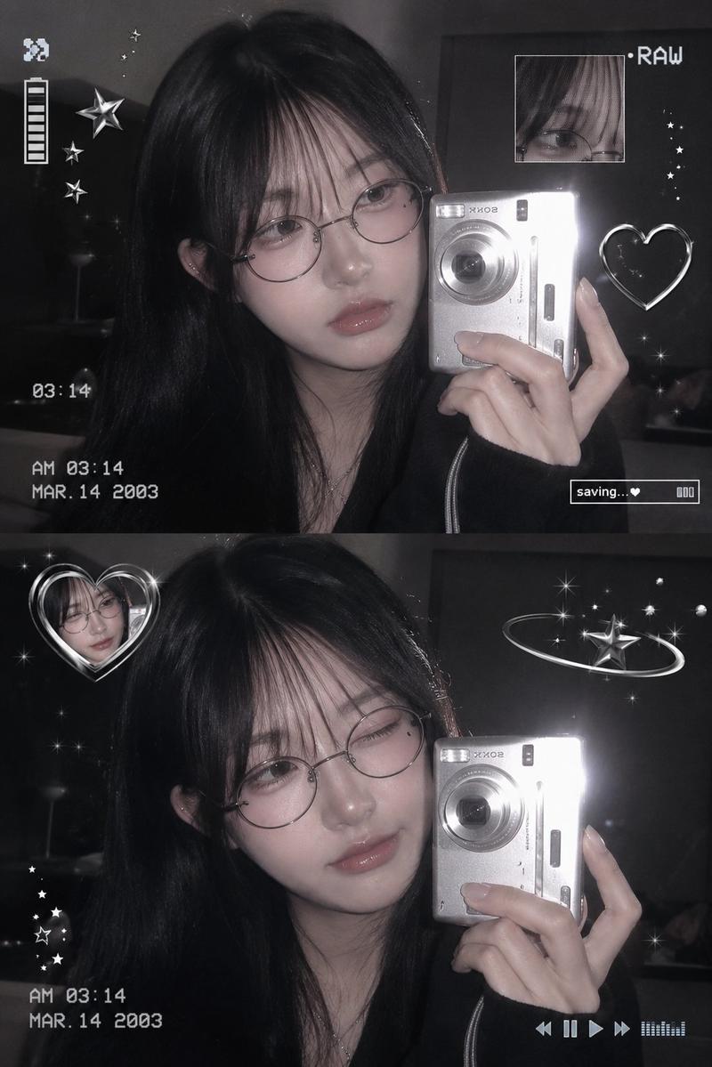 唯美Y2K韩系少女数码相机自拍