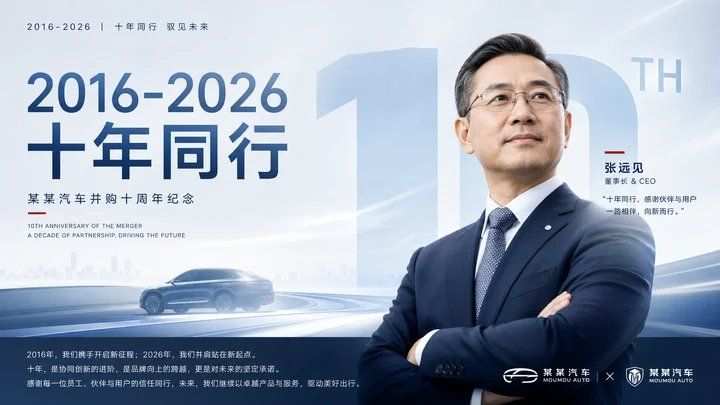 汽车品牌并购十周年纪念海报