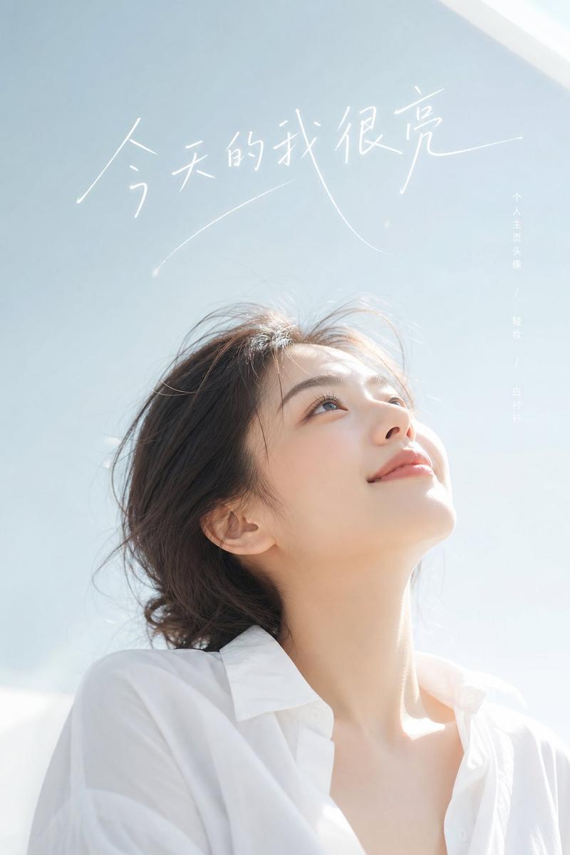 清透留白感女性写真摄影提示词