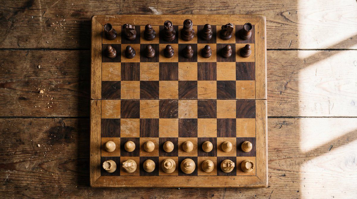 极致光影下的国际象棋棋盘俯视实拍