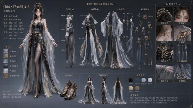中国古风 3D 女性角色设计图