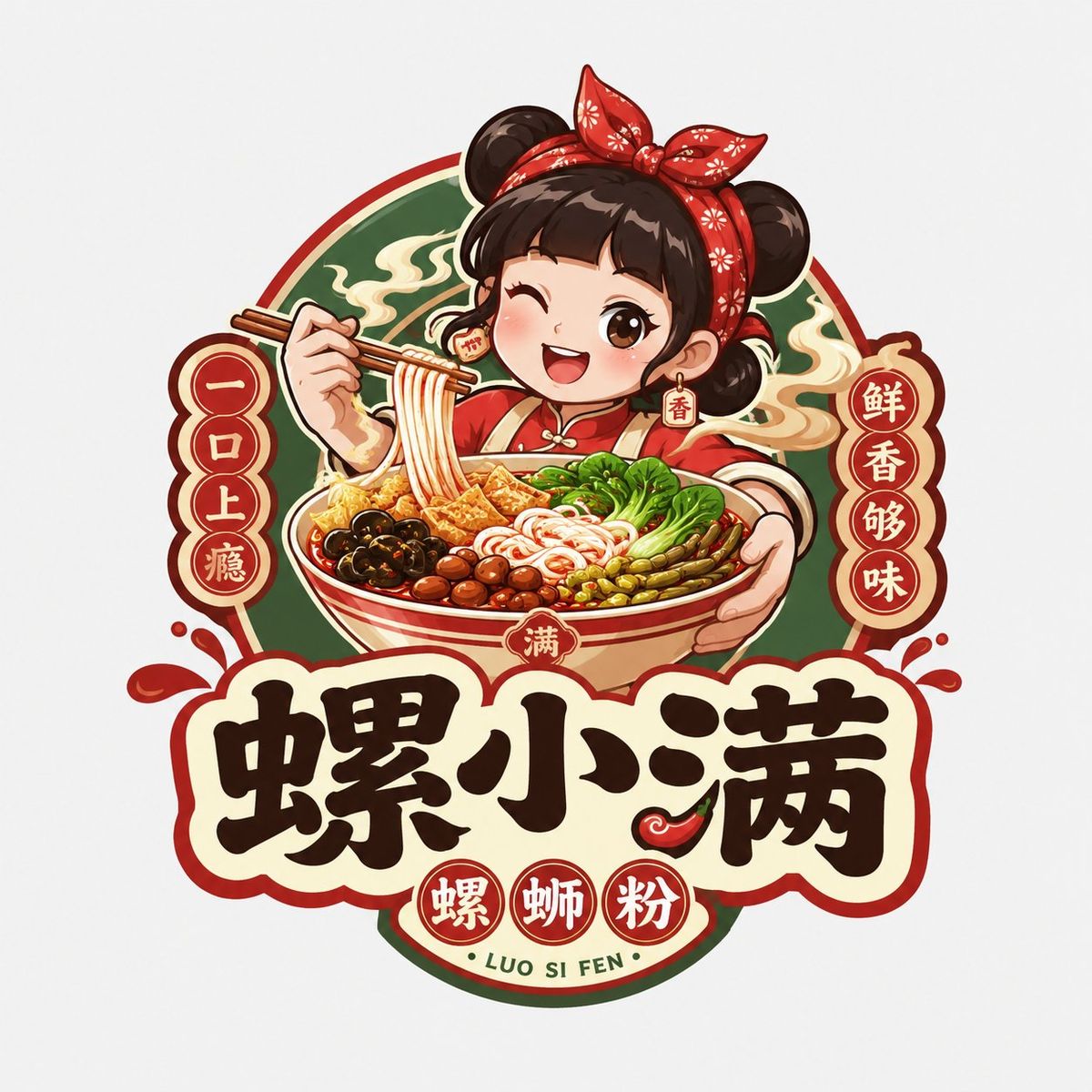 国潮美食角色徽章标志设计