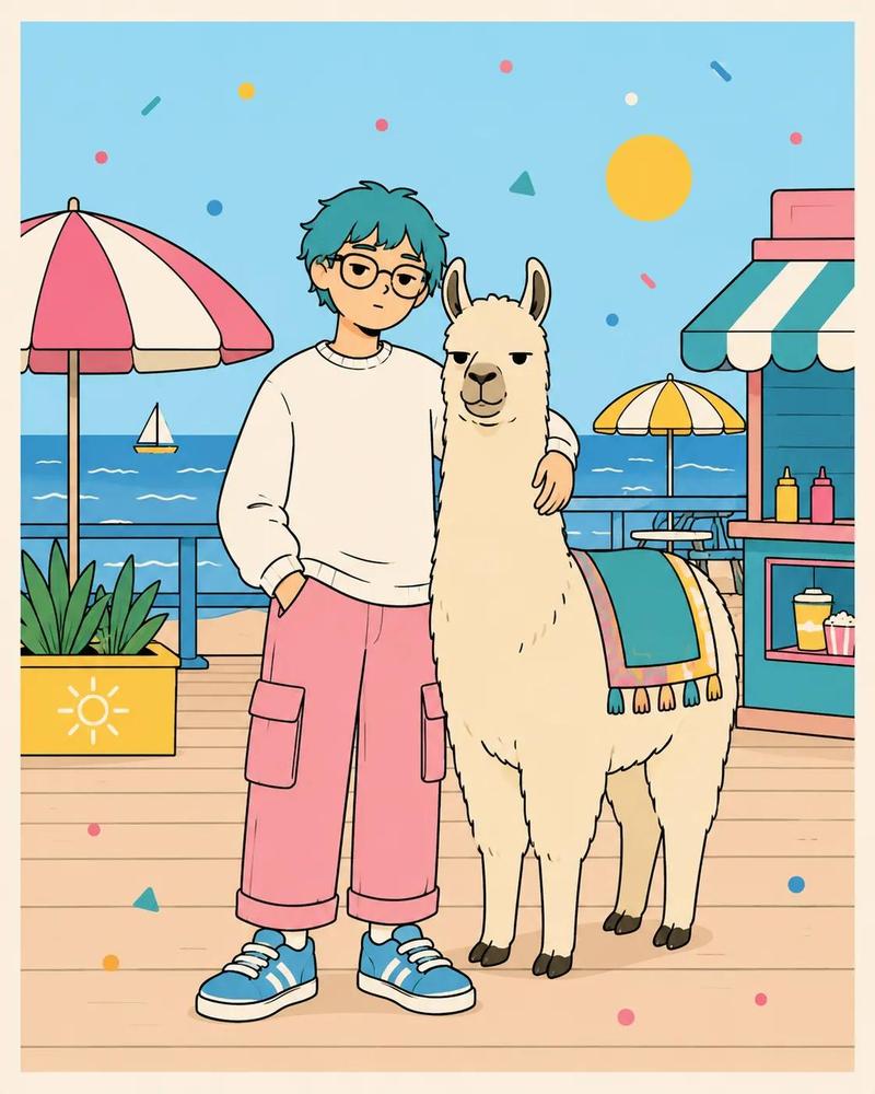 极简可爱柔和涂鸦插画动物伙伴
