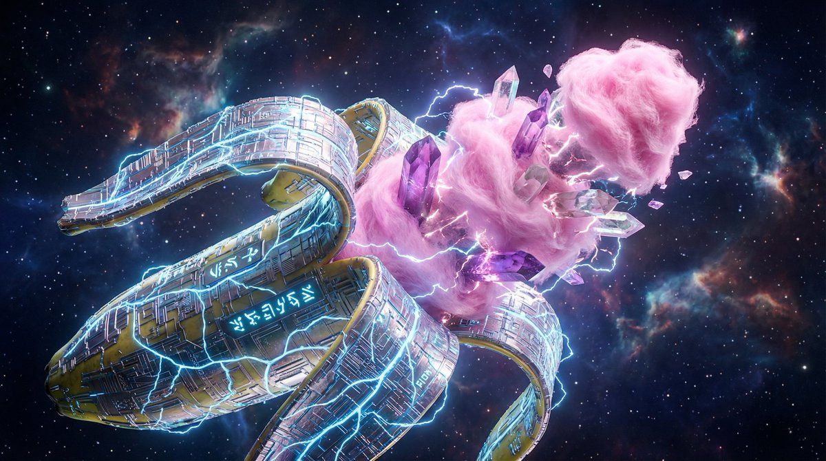 赛博朋克风纳米电路裂变香蕉与星云