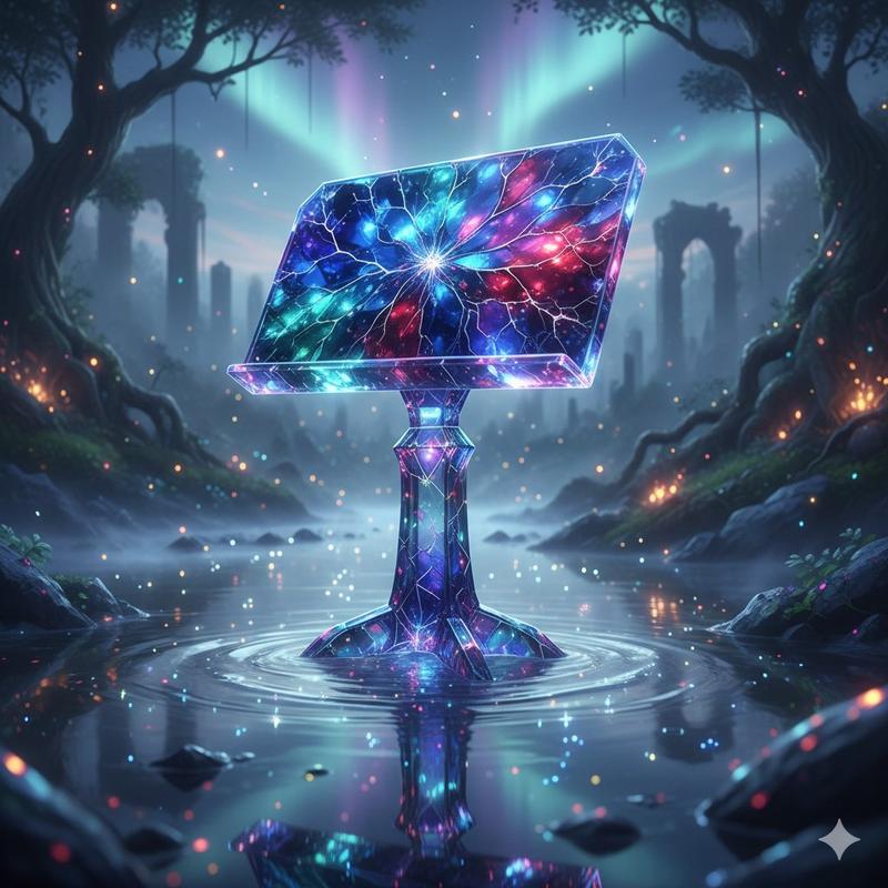 梦幻水畔的璀璨水晶乐谱架