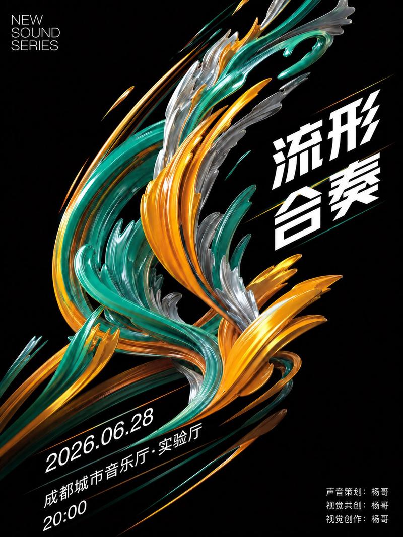 实验音乐3D流体中文活动海报
