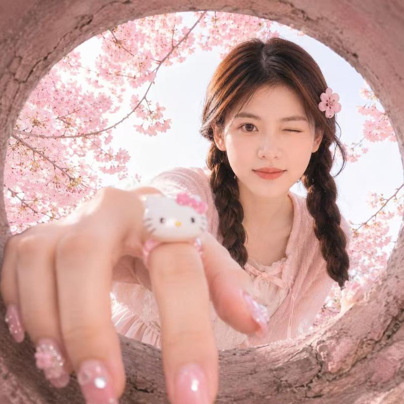 圆形木洞清新鱼眼人像特写