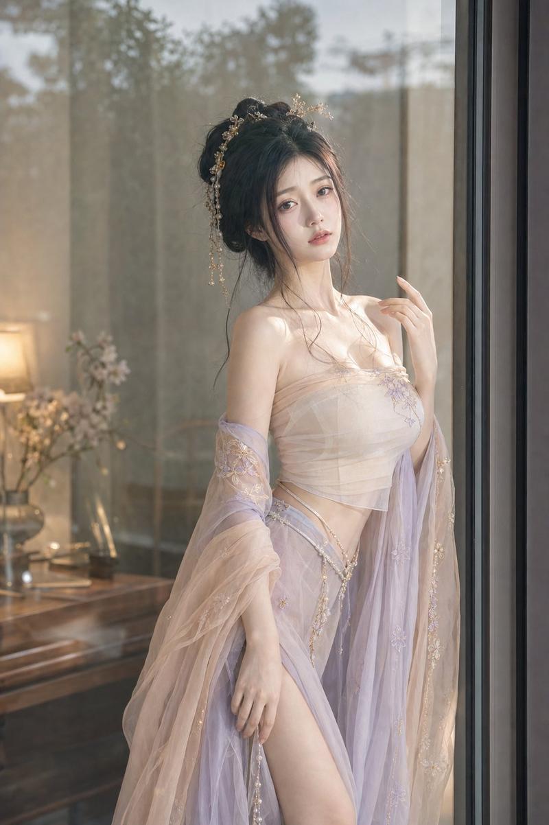 玻璃叠影夏日古风女性写真